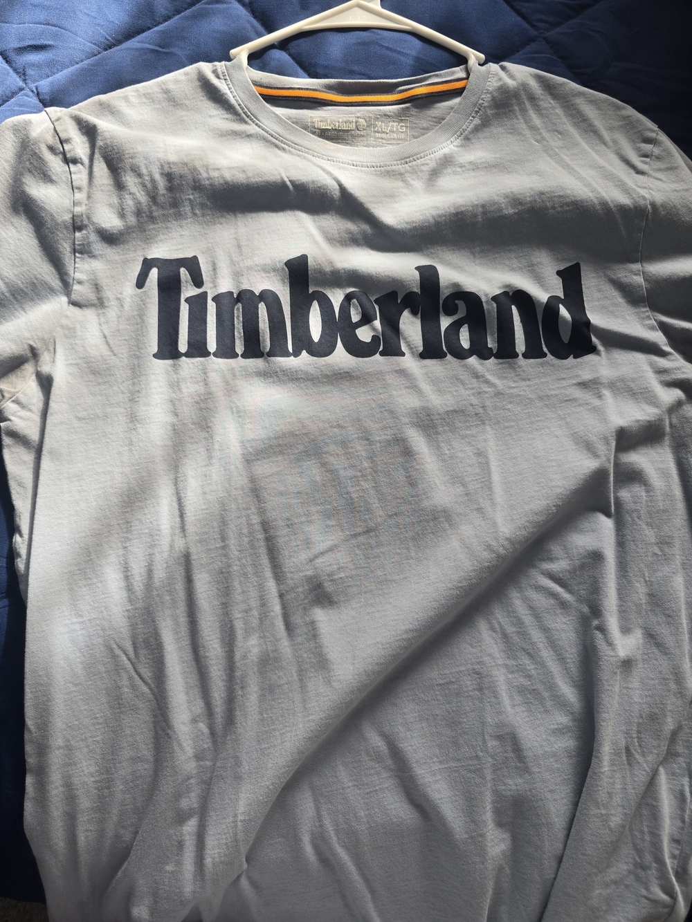 Timberland Light Blue Short Sleeve Tee with Navy Logo